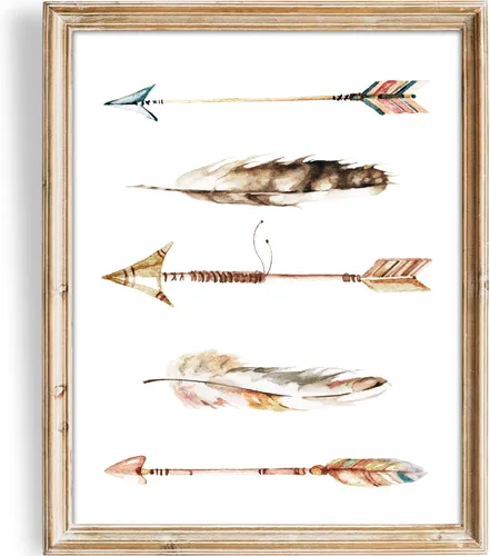 Miniatura 20 de DREAM BIG PRINTABLES Impresión artística de flechas y plumas de acuarela - Sin marco - 8x10 Patrimonio nativo americano - Decoración de pared boho