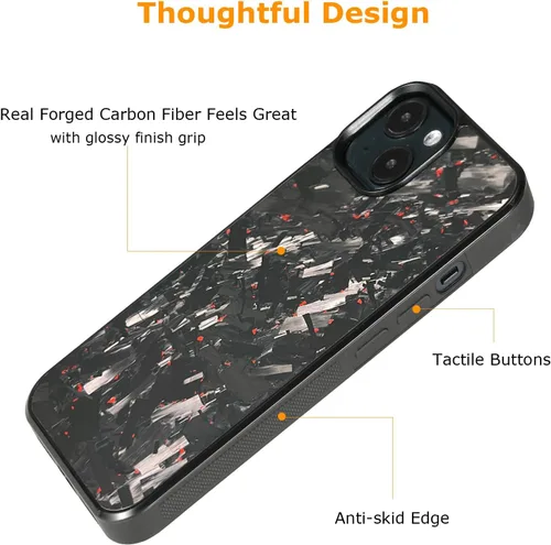 Miniatura 3 de Grip Series - Funda para iPhone 15 con fibra de carbono forjada real, diseño de bordes agarres, compatible con carga inalámbrica, compatible