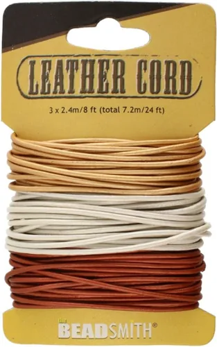 Miniatura 51 de The Beadsmith Cordón de cuero – Negro – Bobina de 0.039 in – 5 yardas/14.8 ft – Tanga de cuero indio ideal para trenzar, cuentas, collares, cordones