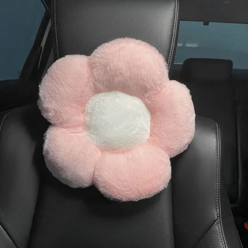 Almohada para reposacabezas de coche de flores, color blanco y rosa, cojín de apoyo para el cuello para conducir 1 unids Almohada de cuello rosa y