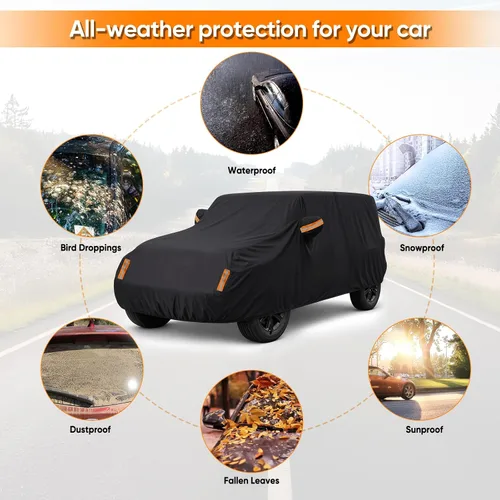 Miniatura 4 de Funda de coche para Jeep Wrangler de 2 puertas 1987-2026 JK JL CJ YJ TJ para exteriores, impermeable, sol, lluvia, nieve, granizo, protección UV