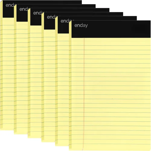 Emraw Jr. - Bloc de notas legal con rayas anchas. Borde perforado. 5 "x 8" amarillo canario, universal, tamaño junior, 50 hojas por bloc (paquete de