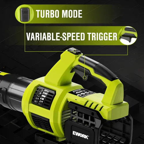 Miniatura 4 de EWORK Soplador de hojas inalámbrico de 21 V, potente modo turbo y 550 CFM, baterías de 2×3.0Ah y cargador rápido, sopladores eléctricos ligeros