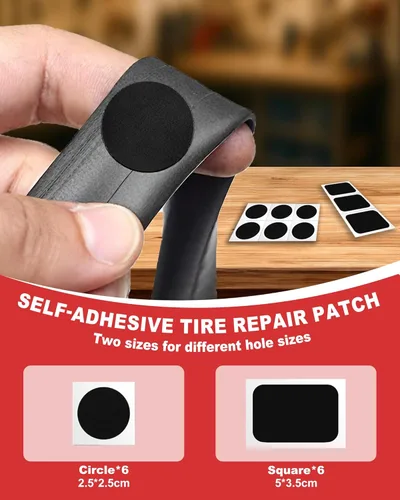 Miniatura 2 de Bike Tire Repair Kit, Bicycle Inner Tube Puncture Patch Kits with 20 PCS Vulcanizing Patches, User Manual, Metal Rasp and Tire Lever, Bike Patch Kit