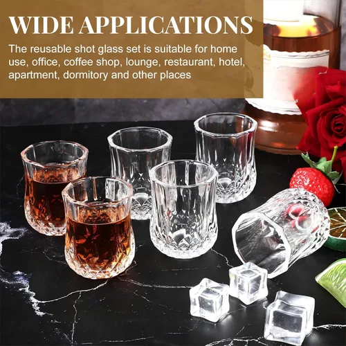 Miniatura 5 de Meanplan Juego de mini vasos de chupito de 1.7 onzas, vasos de degustación, base pesada, taza de chupito transparente, lindas tazas de vino Cordial