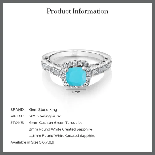 Miniatura 50 de Gem Stone King Anillo de compromiso de plata de ley 925 de 0.236 in con piedra natal y zafiro blanco creado con acento Anillo de compromiso