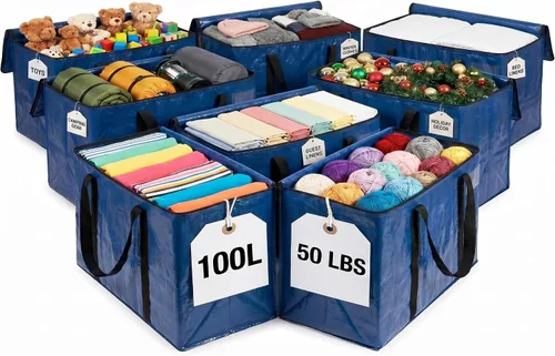 Miniatura 15 de ClearSpace Bolsas de mudanza o bolsa de almacenamiento de gran tamaño – Cajas grandes para mudanzas con correas de mochila, cremalleras y asas