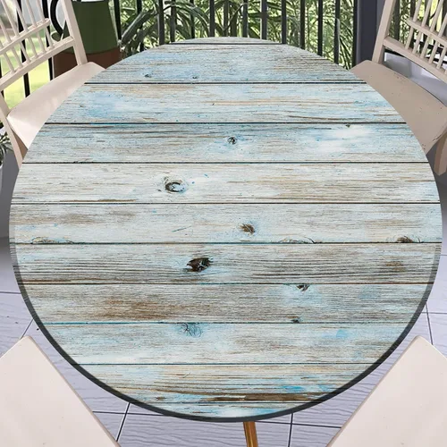 Miniatura 50 de Round Fitted Tablecloth with Elastic Outdoor Table Cover Round Elastic Tablecloths for Tables Waterproof Wipeable Table Cloths for