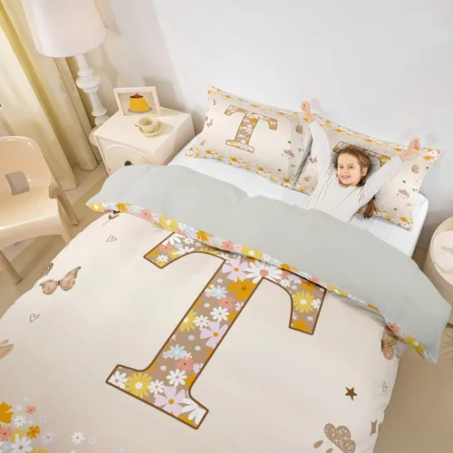 Miniatura 31 de Erosebridal Groovy - Juego de ropa de cama con inicial B de flores de los años 60S y 70S, funda de edredón floral vintage, juego de cama retro