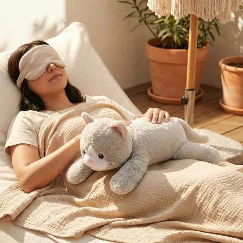 Miniatura 5 de WEIGEDU Animal de Peluche de Gato con Peso con Ojos Bordados y Paquete de Peso Extraíble - 20 Pulgadas, 2.3 Libras para Niños y Adultos