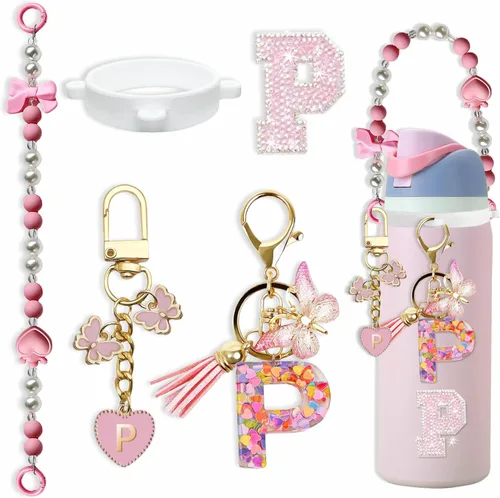 Miniatura 113 de Lindo Juego de Dijes de Letras para Botella de Agua Owala de 24oz, 32oz, 40oz, Owala Kids y Vaso de Café, FreeSip – Incluye Correa con Asa, para Rosa