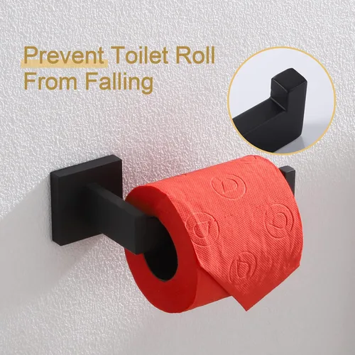 Miniatura 9 de KOKOSIRI Portarrollos de papel higiénico negros para baño Portarrollos de papel higiénico SUS304 acero inoxidable contemporáneo montado en la pared