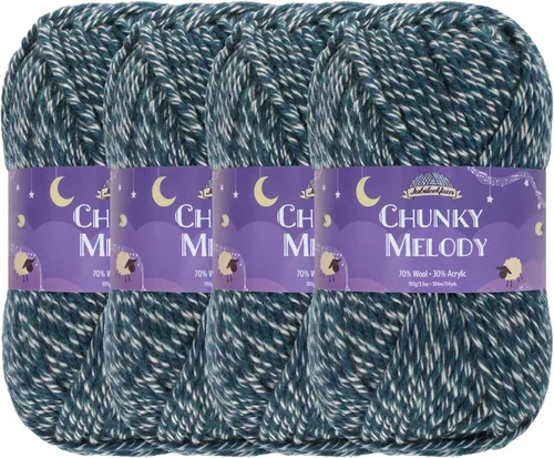 Miniatura 49 de JubileeYarn Chunky Melody - Hilo para tejer 100g/madeja, mezcla de lana gruesa, color maíz naranja - 2 madejas 15 Maíz Naranja