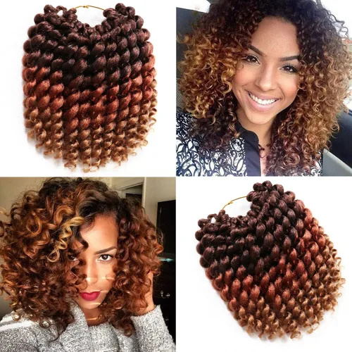 Miniatura 28 de Cabello de ganchillo Jamaicano Bounce, paquete de 4 paquetes de 6 pulgadas, varita de pelo rizado de ganchillo para mujeres negras
