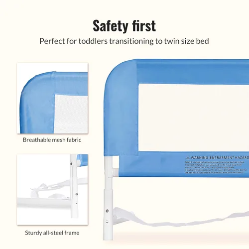 Miniatura 5 de Dream On Me Riel de cama de malla ajustable, dos niveles de altura, listo para usar, compatible con camas de tamaño individual para adultos