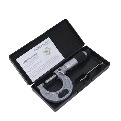 Miniatura 4 de Clockwise Tools MMTR-01 - Micrómetro exterior premium con punta de carburo 0-1 "Rango de medición 0.0001" Herramienta de maquinista de precisión