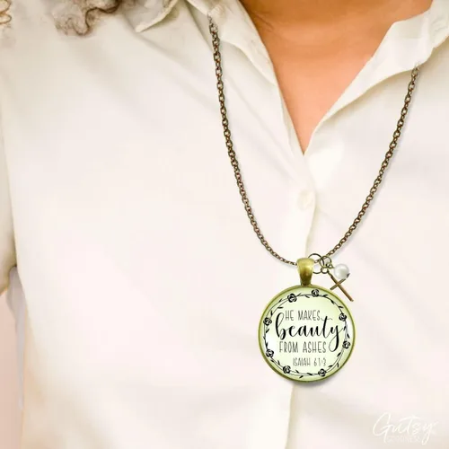 Miniatura 7 de Gutsy Goodness Faith He Cares - Collares hechos a mano con mensaje para mujer cristiana