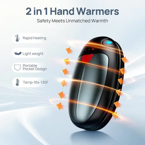 Miniatura 2 de HAWANA - Calentadores de manos recargables, 2 paquetes de calentadores de manos portátiles de bolsillo, calentadores eléctricos de doble calor de 20