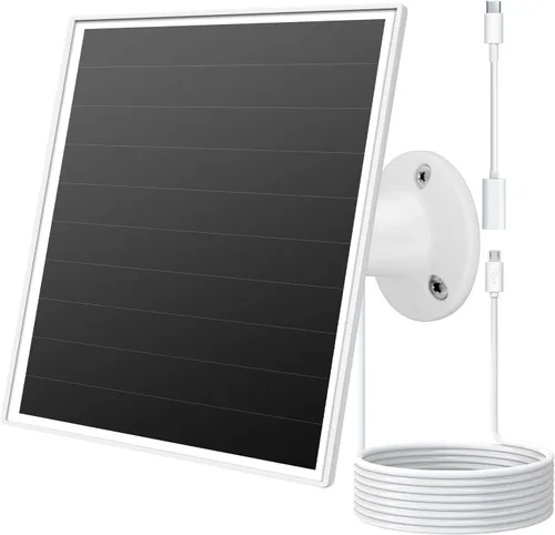Panel solar de 6W para cámara de seguridad al aire libre con micro USB y USB-C, cargador de panel solar para cámara de batería, se ajusta a