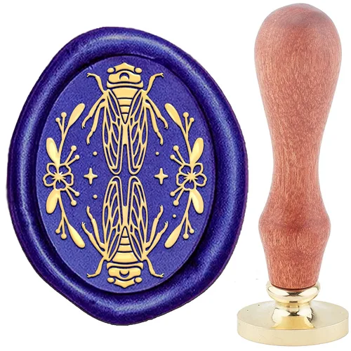 Miniatura 9 de CRASPIRE Sello de cera de tren de cobre de 1.181 in de cobre, sello de sellado desmontable con cabeza de latón con mango de madera, carta de boda