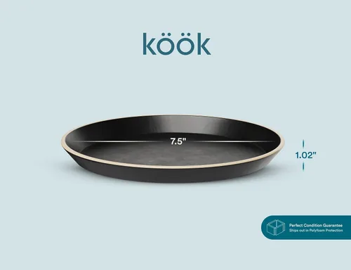 Miniatura 4 de KooK Platos de ensalada, platos redondos de cerámica para aperitivos y postres, aptos para lavavajillas y microondas, gres, borde alto, 8.5