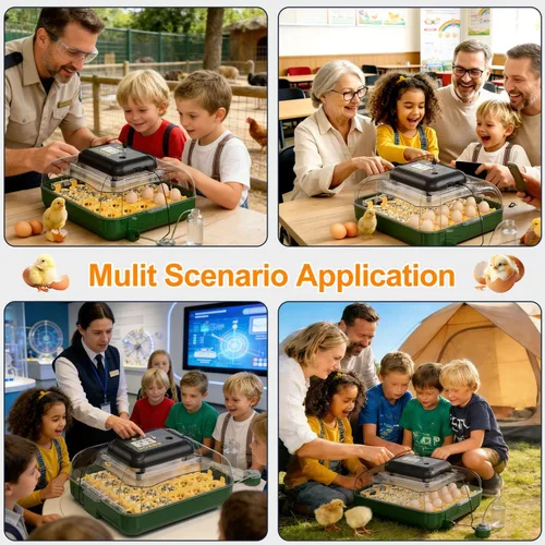 Miniatura 7 de Incubadora de 49 huevos para incubar huevos con giro automático de huevos, pantalla de temperatura y humedad, cuenta regresiva del día