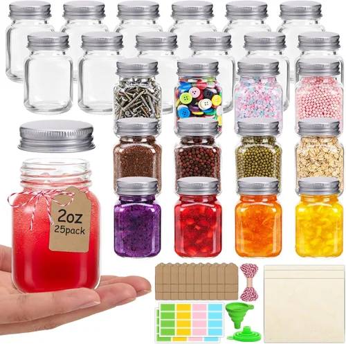 Miniatura 11 de Paquete de 30 tarros Mason de 8 onzas con tapas negras, tarros de media pinta con 40 etiquetas gratis, tarros de vidrio de boca regular