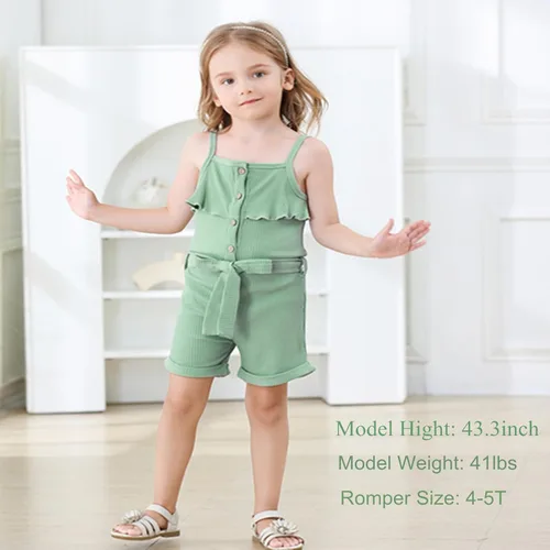 Miniatura 3 de Ropa para niña pequeña, ropa sin mangas, de verano, de una pieza, con cuello halter, mameluco 1-6T