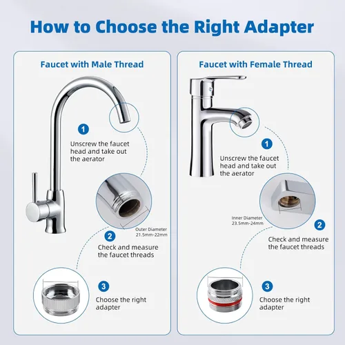 Miniatura 3 de Kit de adaptador de grifo de latón iFealClear de 11 piezas, adaptadores de aireador de fregadero de cocina se ajustan a grifos con aireadores