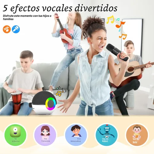 Miniatura 5 de goopow Mini máquina de karaoke con altavoz para niños y adultos, micrófono portátil con Bluetooth y juguetes de canciones con luz LED, el mejor