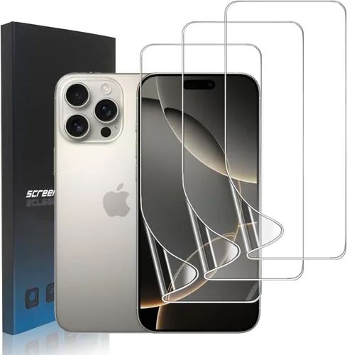 Miniatura 11 de Paquete de 3 protectores de pantalla de película de hidrogel para iPhone 16 Pro Max, protector de pantalla transparente de TPU suave para iPhone 16