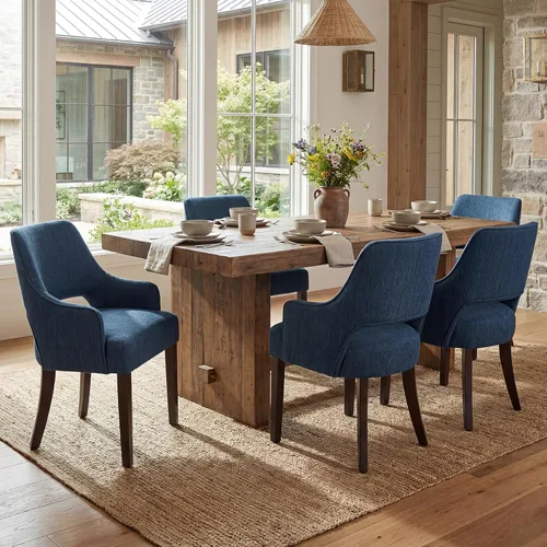 Miniatura 13 de Juego de 2 sillas de comedor tapizadas de piel sintética con respaldo hueco, asiento acolchado, patas de madera para restaurante/decoración
