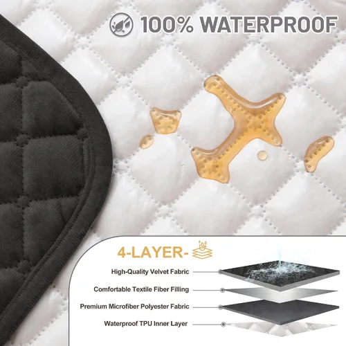 Miniatura 3 de Fundas para sofá seccional para perros 100% impermeables, funda de esquina para sofá en forma de L, para mascotas, de terciopelo, lavable