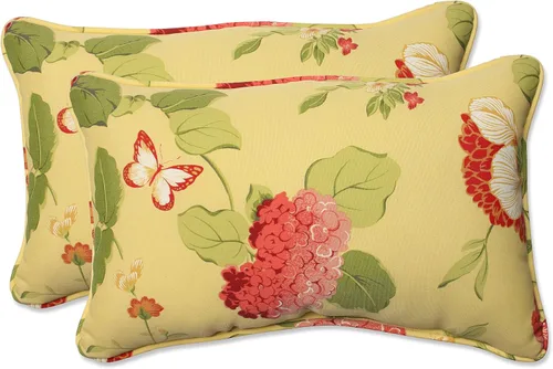 Miniatura 70 de Pillow Perfect - Cojines decorativos florales brillantes para interiores/exteriores, 2 unidades, lumbar - 11.5 x 18.5 pulgadas, verde/rojo Zoe