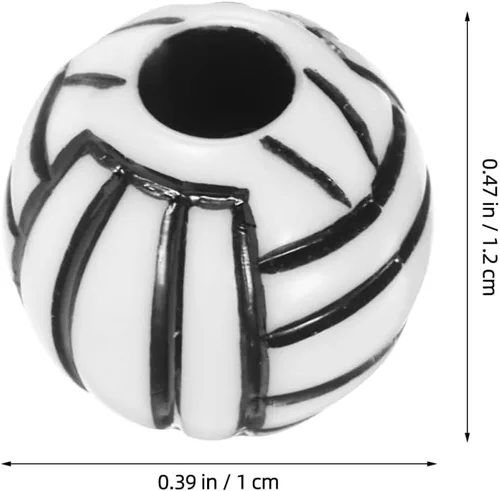 Miniatura 5 de EXCEART 100 cuentas de voleibol para fabricación de joyas, cuentas deportivas acrílicas de 0.59 pulgadas con agujero grande para hacer pulseras