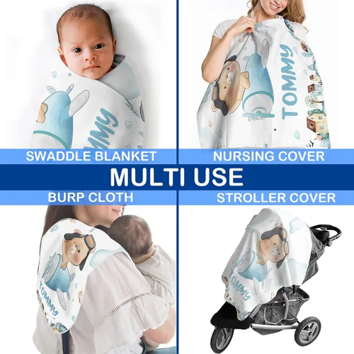 Miniatura 3 de ZouZou Mantas de bebé personalizadas con nombre, mantas de bebé personalizadas para niños, manta de bebé de avión, el mejor regalo para bebé, recién