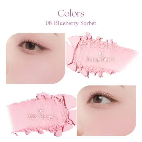 Miniatura 4 de Dasique Blending Mood Cheek #08 Blueberry Sorbet 4 tonos mezclables en polvo suave y ligero Vegano Blush 08 Sorbete de arándanos