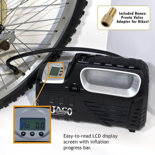 Miniatura 4 de JACO SmartPro 2.0 inflador digital de neumáticos AC/DC - Compresor de aire portátil automático - 100 PSI (12V DC, 110-120V AC)