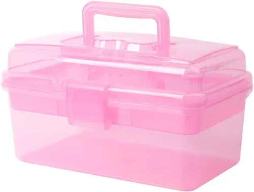 Miniatura 7 de Caja de almacenamiento de plástico multiusos con asa y cerradura de pestillo, gris transparente Transparente/Gris