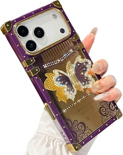 Miniatura 24 de Bonita funda compatible con Samsung Galaxy S22 Ultra, soporte plegable de lujo con diseño de mariposa brillante para mujeres y niñas, funda Blanco