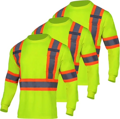 Miniatura 7 de VENDACE Camiseta de Seguridad Reflectante de Alta Visibilidad 3 Paquetes Hi Vis Camisa de Trabajo de Construcción de Manga Larga Azul real
