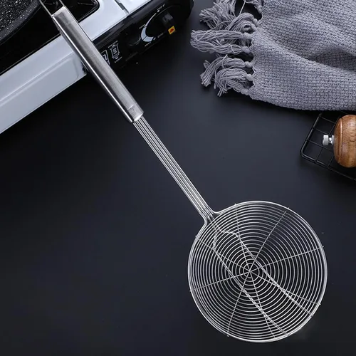 Miniatura 7 de Espumador de araña de acero inoxidable, juego de 2 cucharas coladoras de pasta de cocina profesional con mango largo