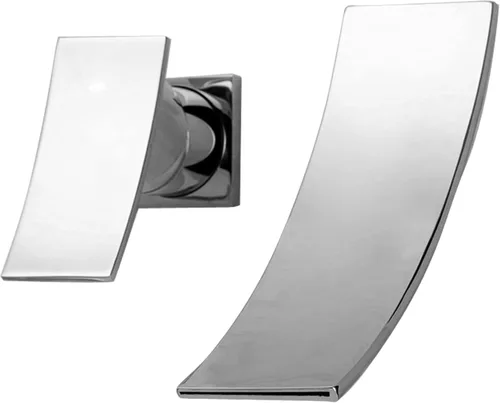 Miniatura 6 de sumerain Grifo de baño de cascada de níquel cepillado Grifo de lavabo de montaje en pared, diseño zurdo