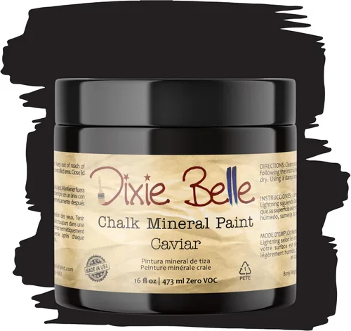 Miniatura 142 de Dixie Belle Paint Company - Pintura con acabado de tiza para muebles, color negro (Caviar), 1 galón, 128 fl oz, pintura mineral color rosa intenso
