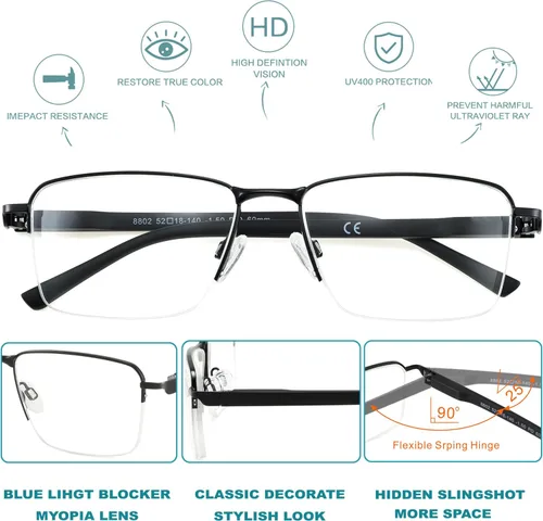 Miniatura 4 de Near Sighted Glasses for Men Women Half Nearsighted Distance Driving Myopia Eyeglasses Sprot Near Sighted Eyewear