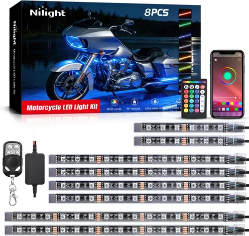 Miniatura 10 de Nilight - TL-35 Kit de luces LED RGB para motocicleta, 12 piezas, impermeable, multicolor, lámpara de luces de atmósfera con controles remotos