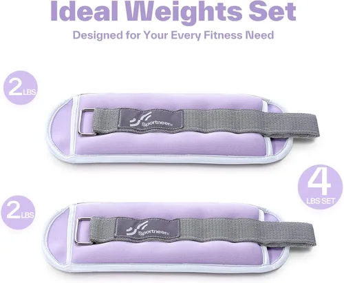 Miniatura 4 de Sportneer Pesas de tobillo para muñeca, par de pesas de 1/2/4/6/10 libras para hombres, mujeres, niños, entrenamiento de fuerza, juego de pesas