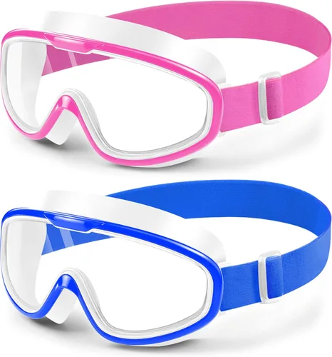 Miniatura 9 de Paquete de 2 gafas de natación de visión amplia, antiempañamiento y con correa de tela de comodidad UV, sin fugas, para adultos, hombres, mujeres