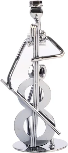 Pequeña escultura de hierro, músico de metal, decoración de figuras de arte, regalo de estatua de hombre musical, exhibición para escritorio de