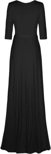 Miniatura 2 de Bon Rosy maxi vestido ceñido de mangas 34 y escote en V, liso, para mujer.